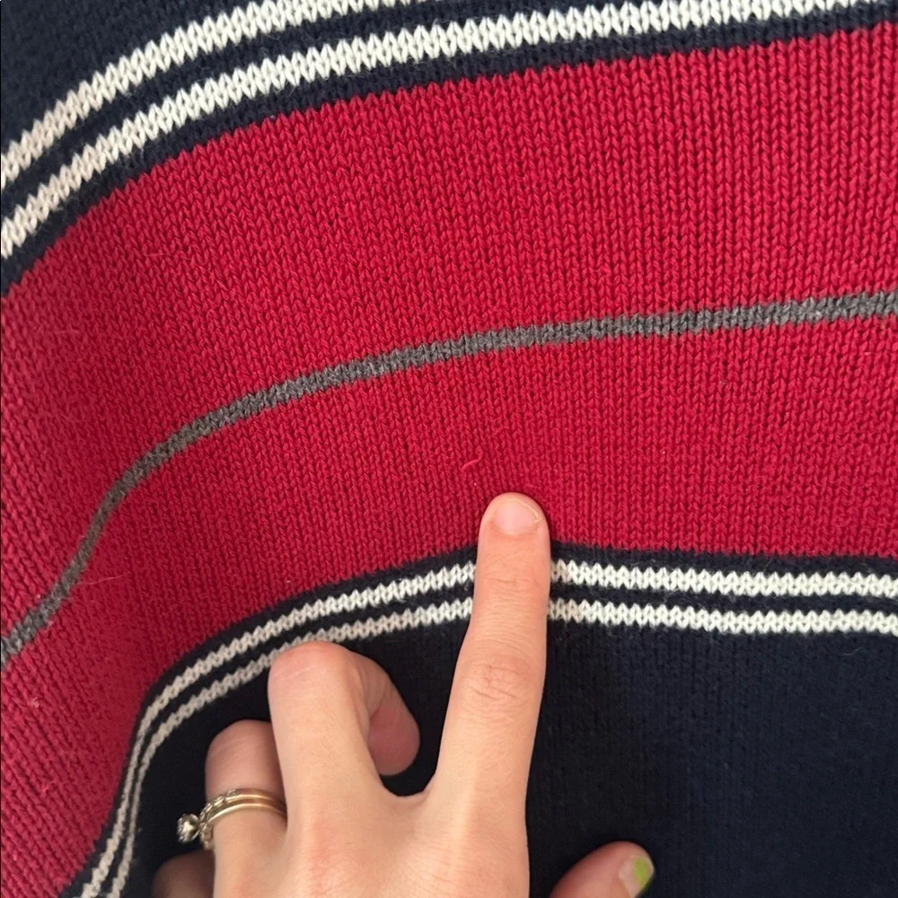 US Polo ASSN 1/4 Zip Pullover Long Sleeve Blue Red Striped Sweater Mens XXL
